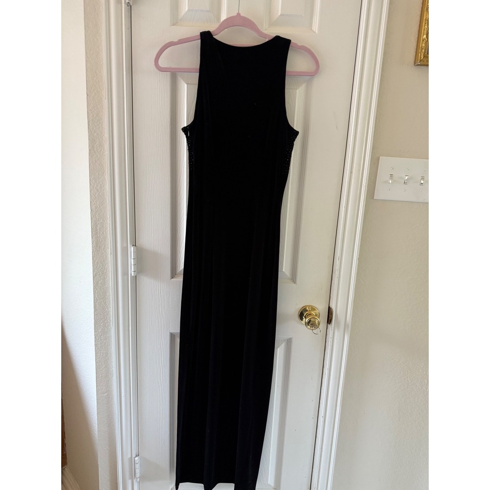 Vintage Cassandra‎ Stone Black Velvet Rhinestone Gown V-Neck Formal Dress 6 - Picture 6 of 11